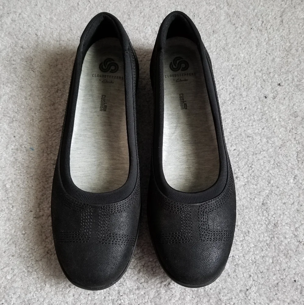 Cloudsteppers by Clarks Womens Black Platform Slip-On Casual Shoes Soft Cushion - Picture 6 of 8